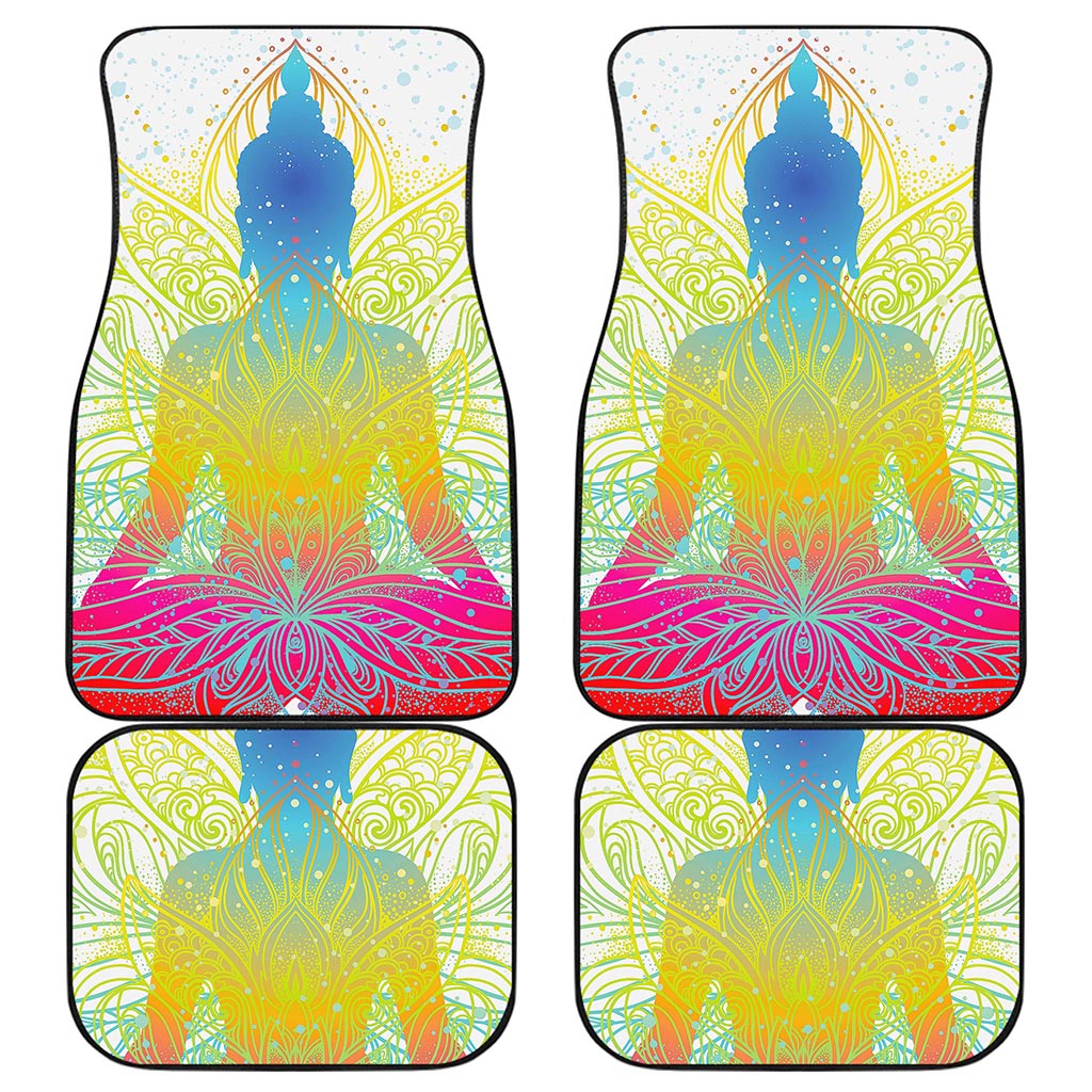 Colorful Buddha Lotus Print Front and Back Car Floor Mats