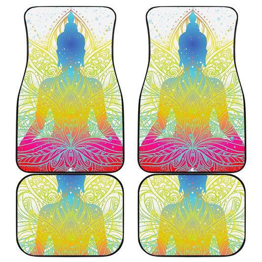 Colorful Buddha Lotus Print Front and Back Car Floor Mats