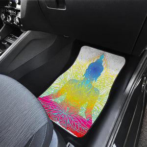 Colorful Buddha Lotus Print Front and Back Car Floor Mats