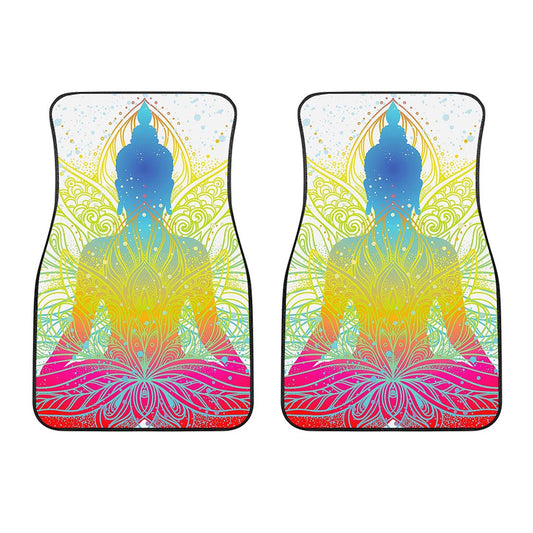 Colorful Buddha Lotus Print Front Car Floor Mats
