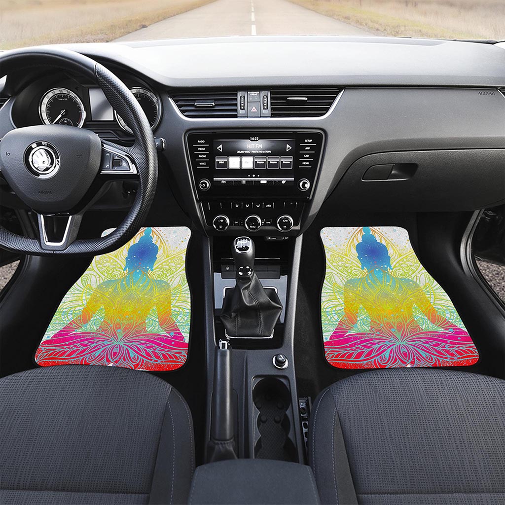 Colorful Buddha Lotus Print Front Car Floor Mats