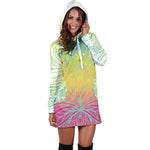 Colorful Buddha Lotus Print Hoodie Dress GearFrost