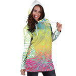 Colorful Buddha Lotus Print Hoodie Dress GearFrost