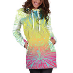 Colorful Buddha Lotus Print Hoodie Dress GearFrost