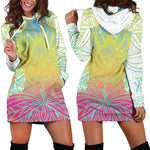 Colorful Buddha Lotus Print Hoodie Dress GearFrost