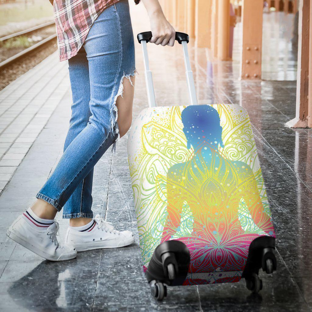 Colorful Buddha Lotus Print Luggage Cover GearFrost