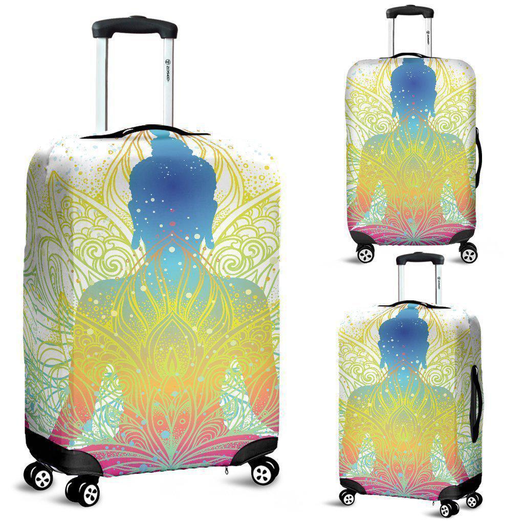 Colorful Buddha Lotus Print Luggage Cover GearFrost