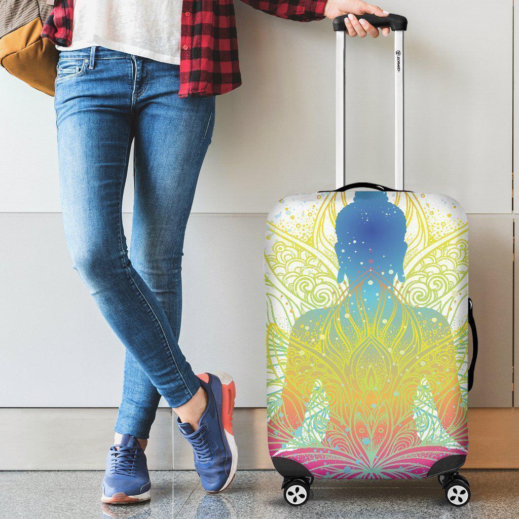 Colorful Buddha Lotus Print Luggage Cover GearFrost