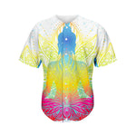 Colorful Buddha Lotus Print Men's Baseball Jersey