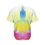 Colorful Buddha Lotus Print Men's Baseball Jersey