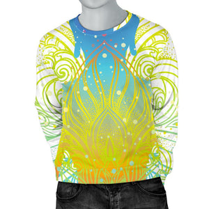 Colorful Buddha Lotus Print Men's Crewneck Sweatshirt GearFrost