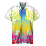 Colorful Buddha Lotus Print Men's Short Sleeve Shirt