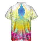 Colorful Buddha Lotus Print Men's Short Sleeve Shirt