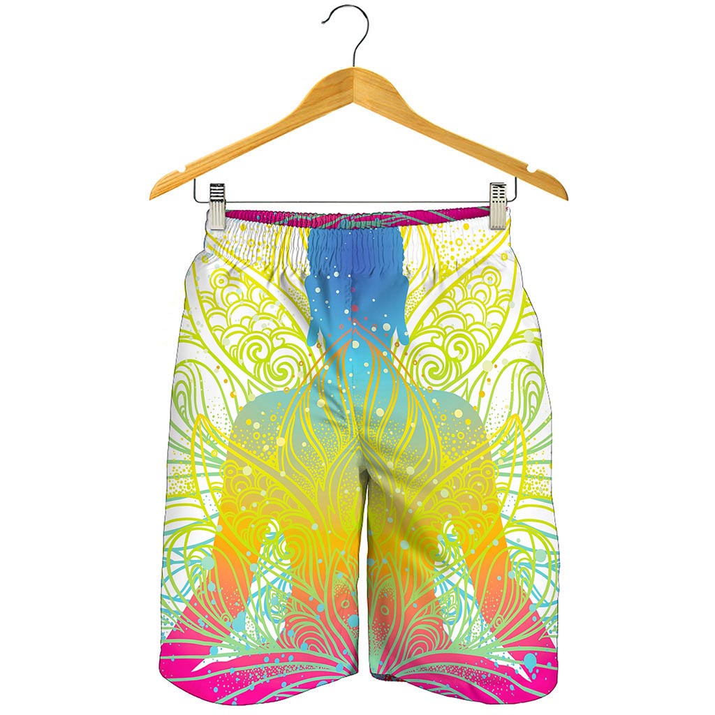Colorful Buddha Lotus Print Men's Shorts