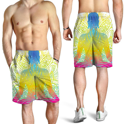 Colorful Buddha Lotus Print Men's Shorts