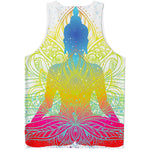 Colorful Buddha Lotus Print Men's Tank Top