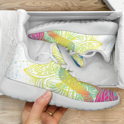 Colorful Buddha Lotus Print Mesh Knit Shoes GearFrost