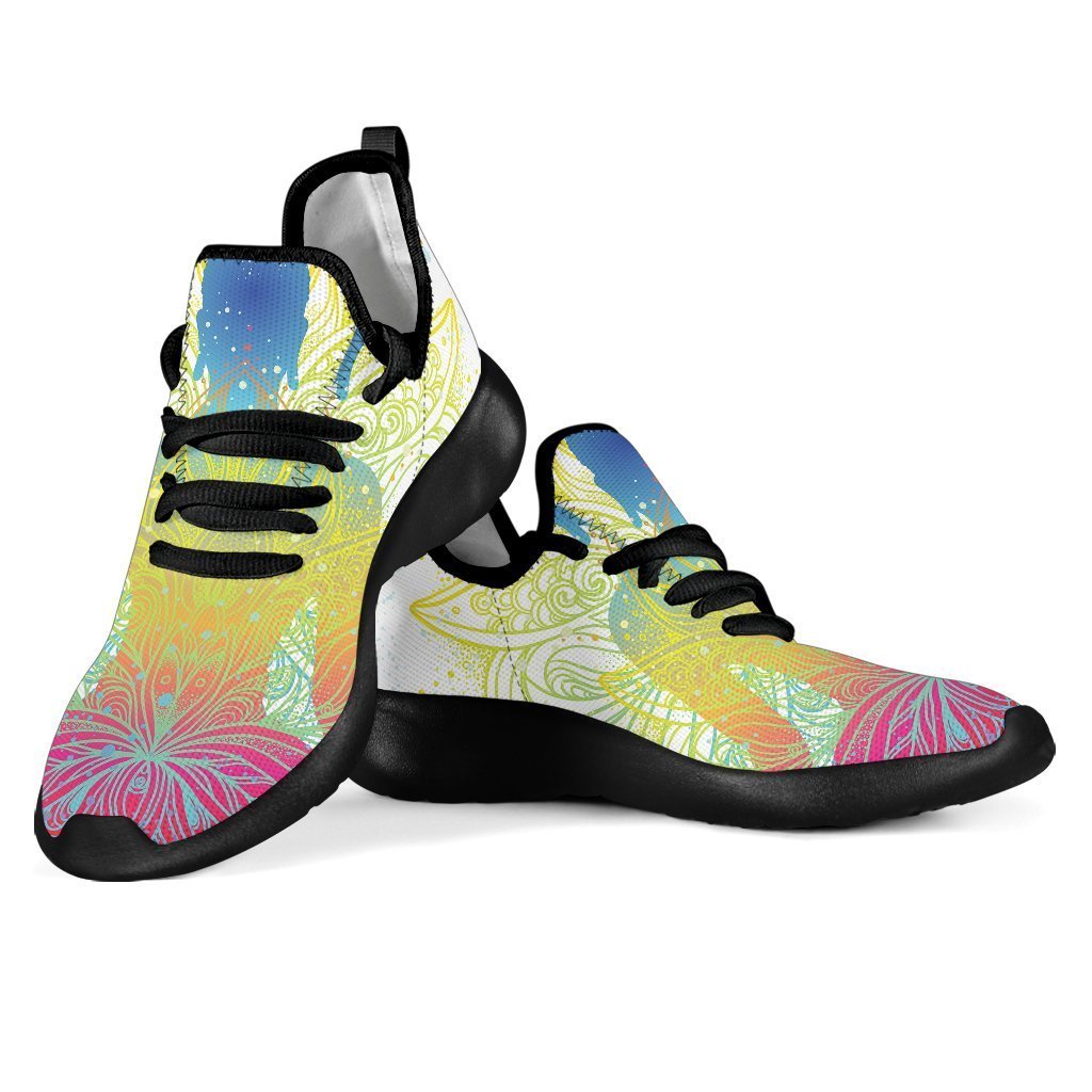 Colorful Buddha Lotus Print Mesh Knit Shoes GearFrost
