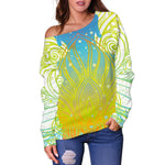 Colorful Buddha Lotus Print Off Shoulder Sweatshirt GearFrost