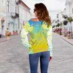 Colorful Buddha Lotus Print Off Shoulder Sweatshirt GearFrost