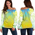 Colorful Buddha Lotus Print Off Shoulder Sweatshirt GearFrost