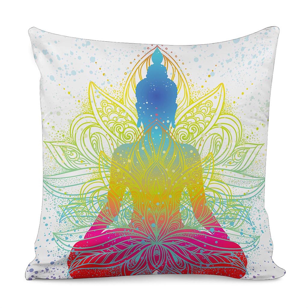 Colorful Buddha Lotus Print Pillow Cover