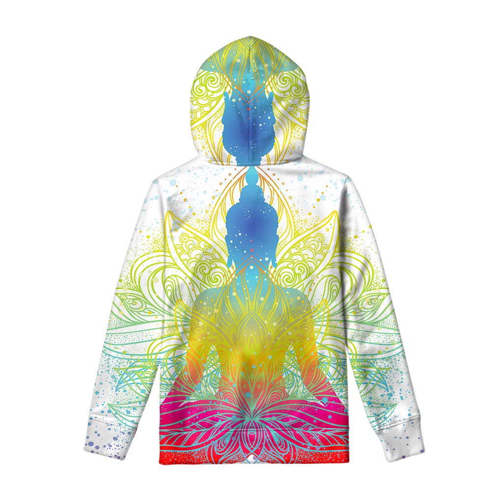 Colorful Buddha Lotus Print Pullover Hoodie