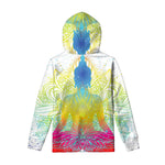 Colorful Buddha Lotus Print Pullover Hoodie