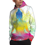 Colorful Buddha Lotus Print Pullover Hoodie