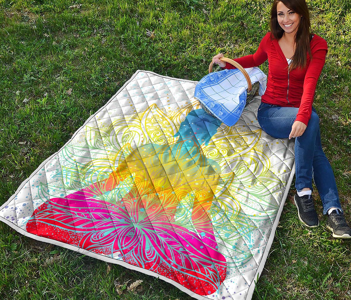Colorful Buddha Lotus Print Quilt