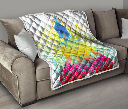 Colorful Buddha Lotus Print Quilt