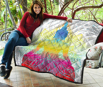 Colorful Buddha Lotus Print Quilt