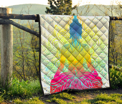 Colorful Buddha Lotus Print Quilt