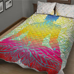 Colorful Buddha Lotus Print Quilt Bed Set