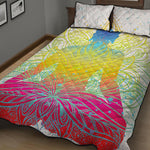 Colorful Buddha Lotus Print Quilt Bed Set