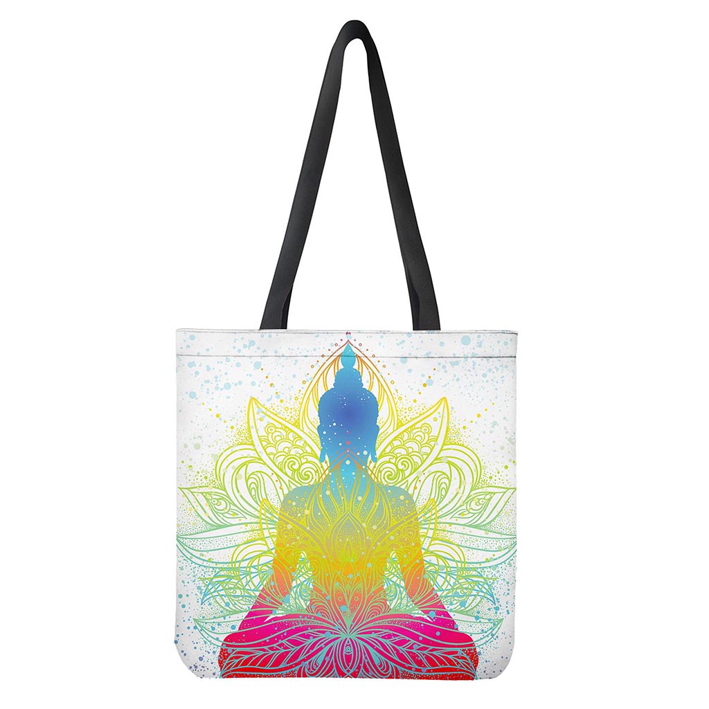 Colorful Buddha Lotus Print Tote Bag