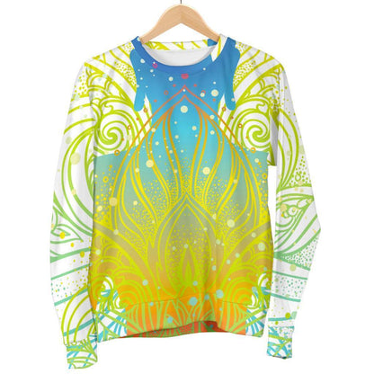 Colorful Buddha Lotus Print Women's Crewneck Sweatshirt GearFrost