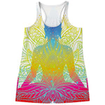 Colorful Buddha Lotus Print Women's Racerback Tank Top