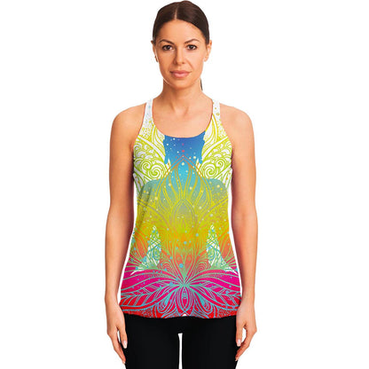 Colorful Buddha Lotus Print Women's Racerback Tank Top