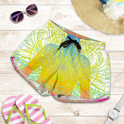 Colorful Buddha Lotus Print Women's Shorts