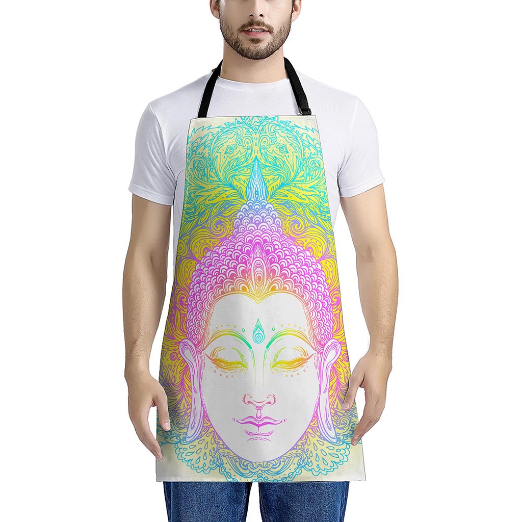Colorful Buddha Mandala Print Apron