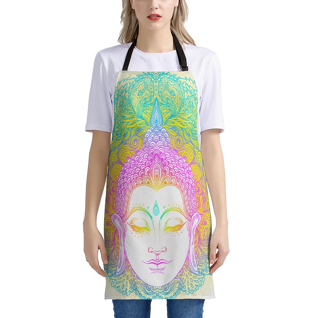 Colorful Buddha Mandala Print Apron