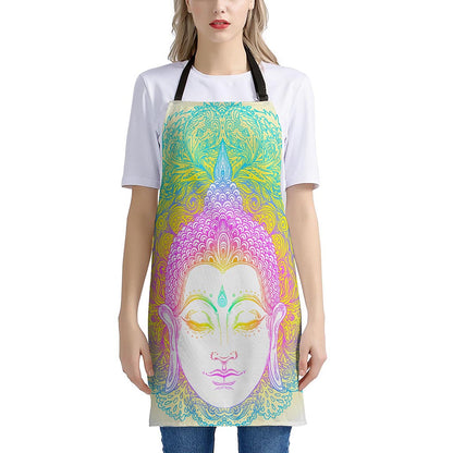 Colorful Buddha Mandala Print Apron