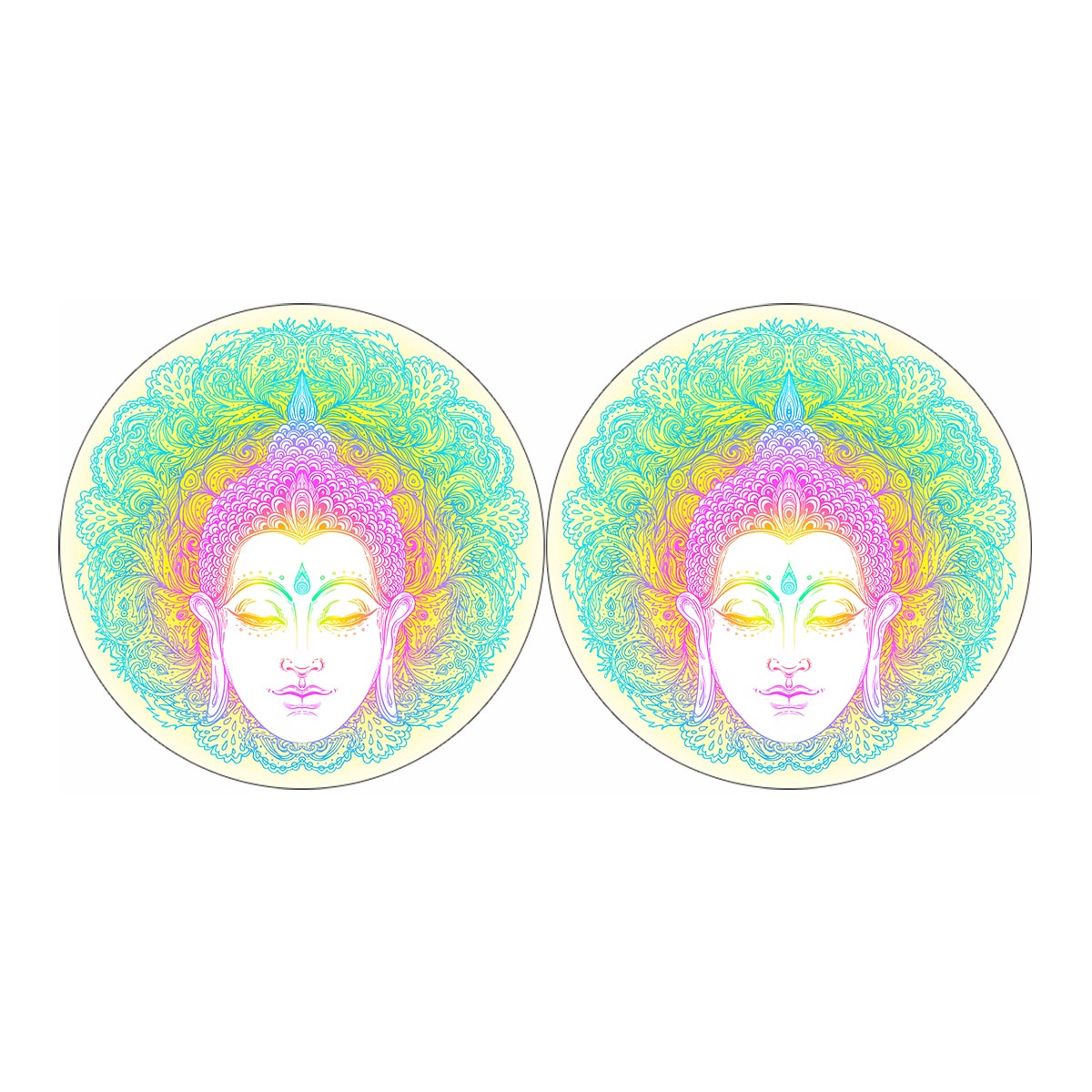 Colorful Buddha Mandala Print Car Coasters