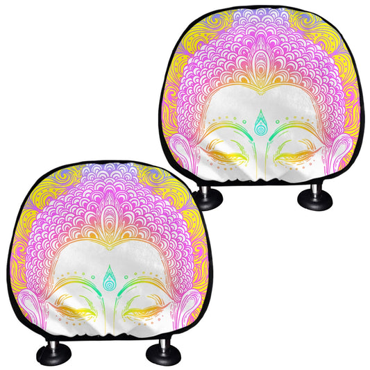 Colorful Buddha Mandala Print Car Headrest Covers