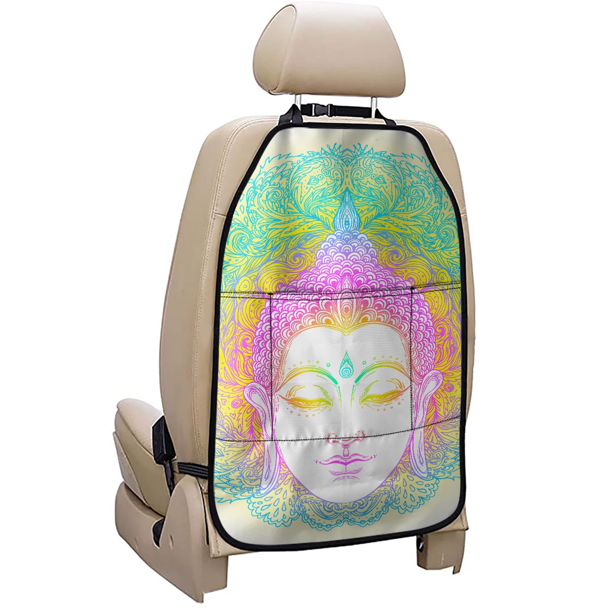 Colorful Buddha Mandala Print Car Seat Organizers