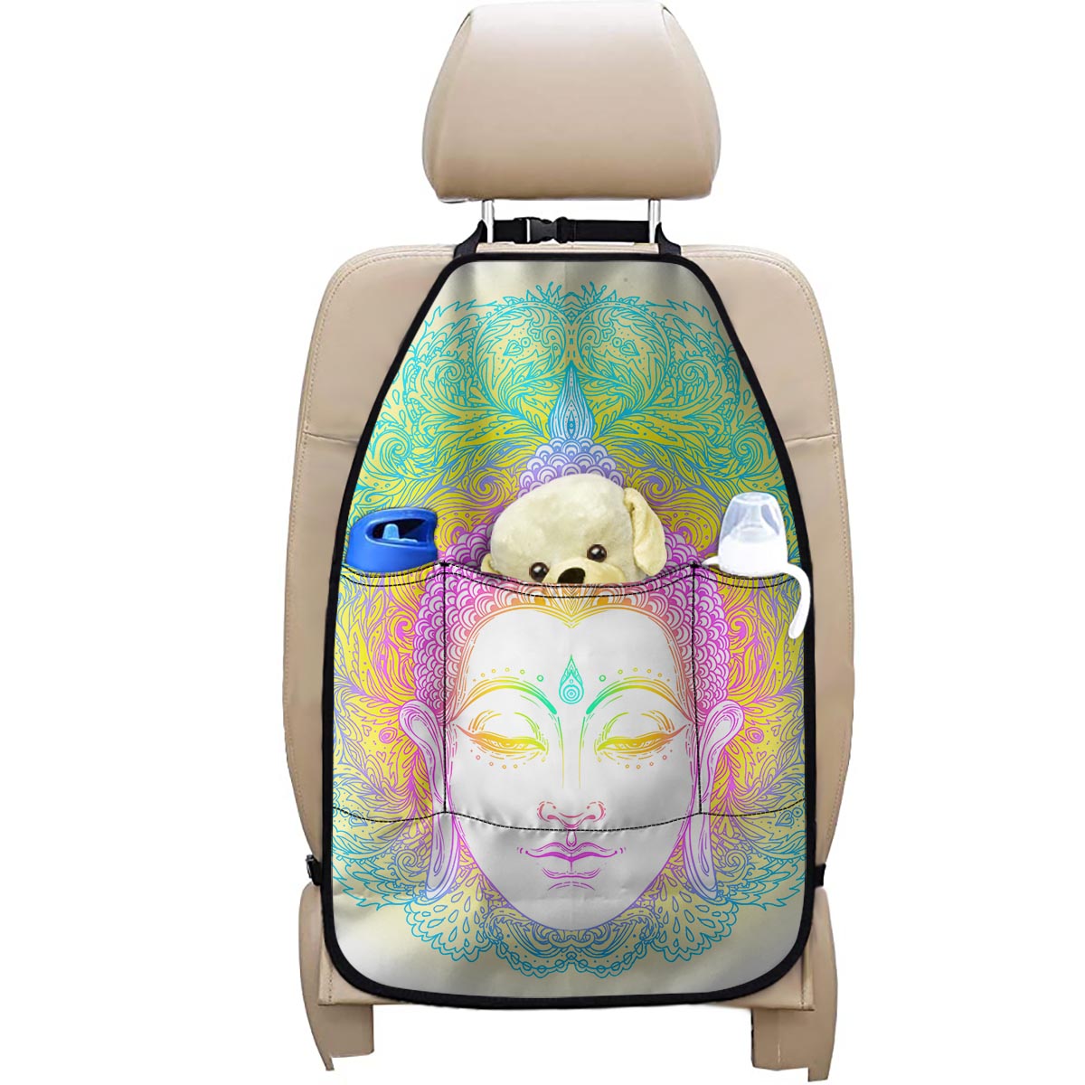 Colorful Buddha Mandala Print Car Seat Organizers