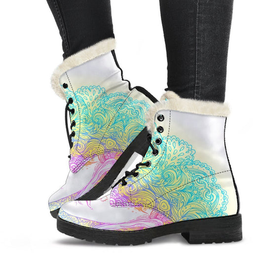 Colorful Buddha Mandala Print Comfy Boots GearFrost