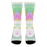 Colorful Buddha Mandala Print Crew Socks