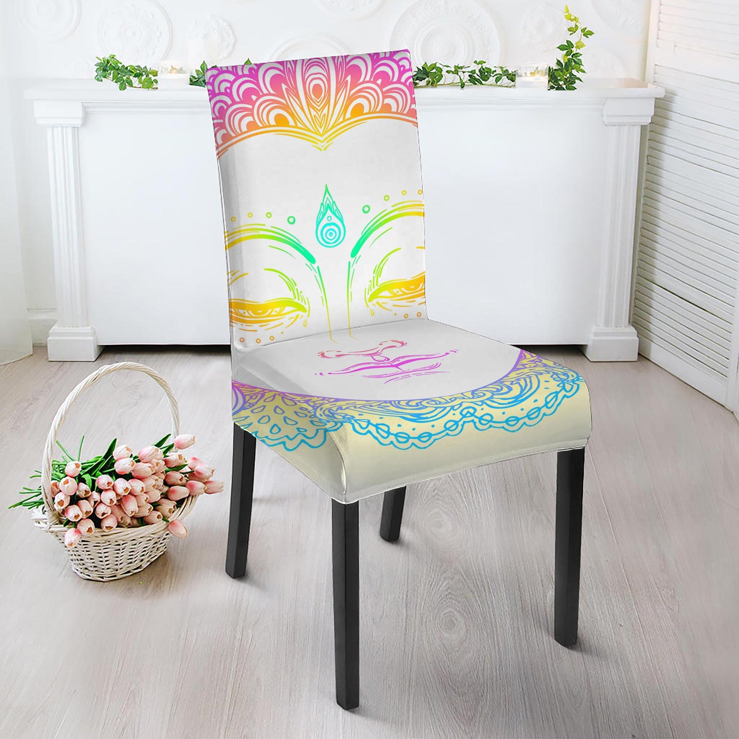 Colorful Buddha Mandala Print Dining Chair Slipcover